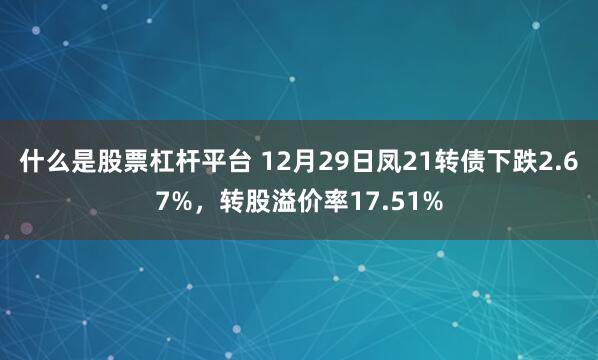 什么是股票杠杆平台 12月29日凤21转债下跌2.67%，转股溢价率17.51%