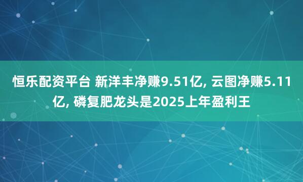 恒乐配资平台 新洋丰净赚9.51亿, 云图净赚5.11亿, 磷复肥龙头是2025上年盈利王